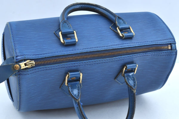 Authentic Louis Vuitton Epi Speedy 25 Hand Boston Bag Blue M43015 LV K6053
