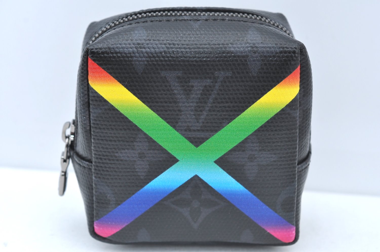 Auth Louis Vuitton Monogram Eclipse Rainbow Bijoux Sac Square MP2467 Pouch K6069
