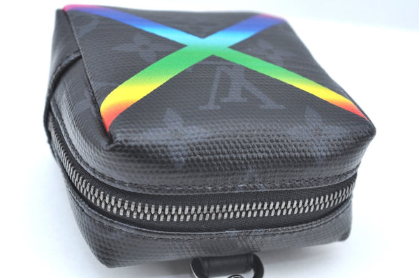 Auth Louis Vuitton Monogram Eclipse Rainbow Bijoux Sac Square MP2467 Pouch K6069