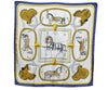 Authentic HERMES Carre 90 Scarf "GRAND APPARAT" Silk Blue K6078