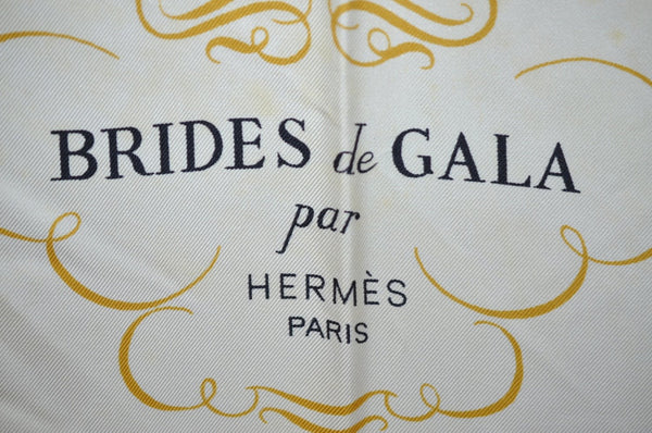 Authentic HERMES Carre 90 Scarf "BRIDES de GALA par" Silk Navy K6079