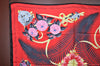 Authentic HERMES Carre 90 Scarf "Fleurs de L'Opera" Silk Black Red K6082