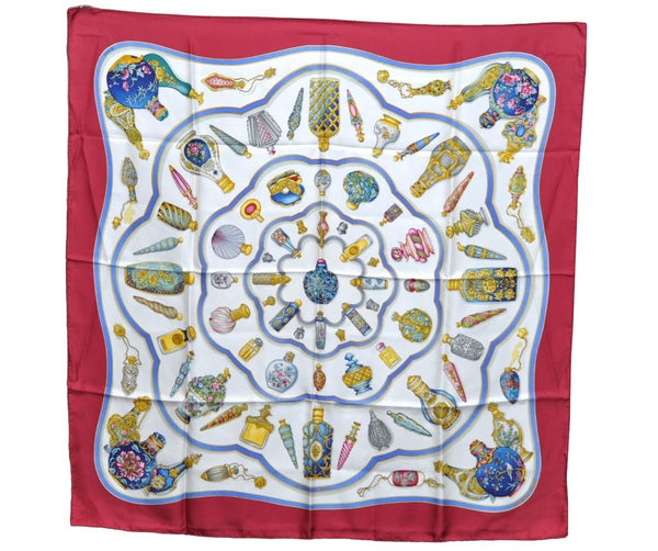 Authentic HERMES Carre 90 Scarf "Qu' importe le flacon..." Silk Red K6093