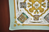 Authentic HERMES Pleats Scarf "LES TAMBOURS" Silk Light Green K6117