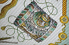 Authentic HERMES Pleats Scarf "LES TAMBOURS" Silk Light Green K6117