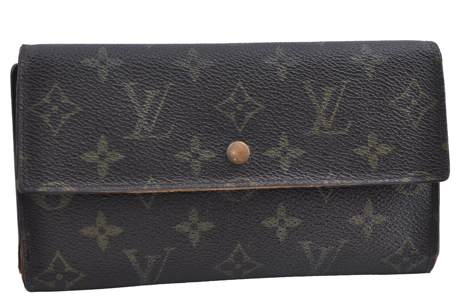 Authentic Louis Vuitton Monogram Portefeuille International M61217 Wallet K6133