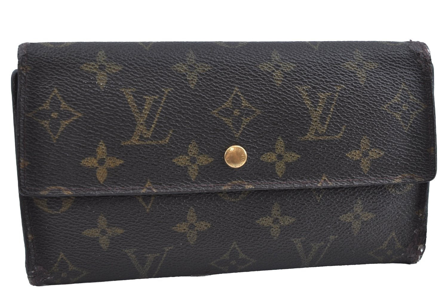 Authentic Louis Vuitton Monogram Porte Tresor International M61215 Wallet K6145