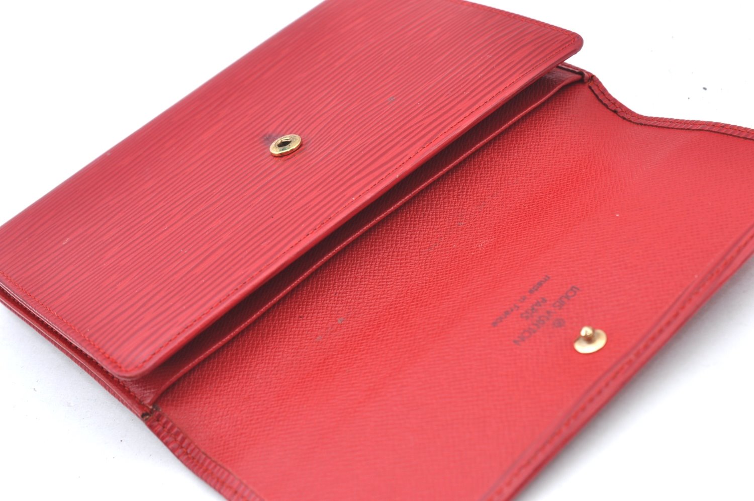 Authentic Louis Vuitton Epi Porte Tresor Etui Papier Wallet Red M63717 LV K6149