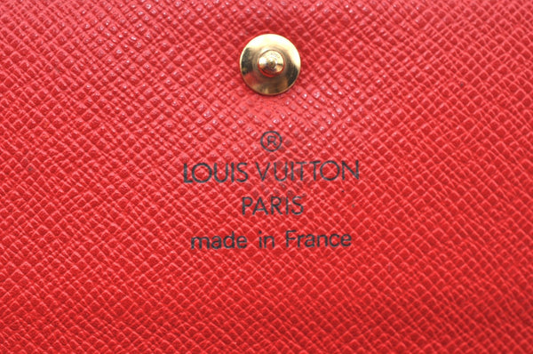 Authentic Louis Vuitton Epi Porte Tresor Etui Papier Wallet Red M63717 LV K6149