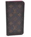 Authentic Louis Vuitton Monogram Folio Iphone 8+ Case Pink M63401 LV K6156