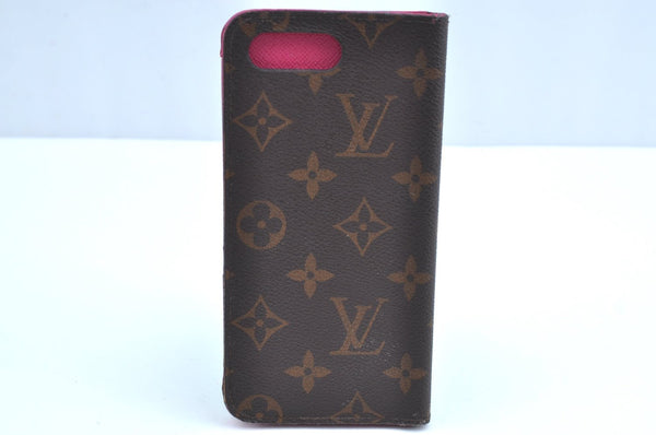 Authentic Louis Vuitton Monogram Folio Iphone 8+ Case Pink M63401 LV K6156