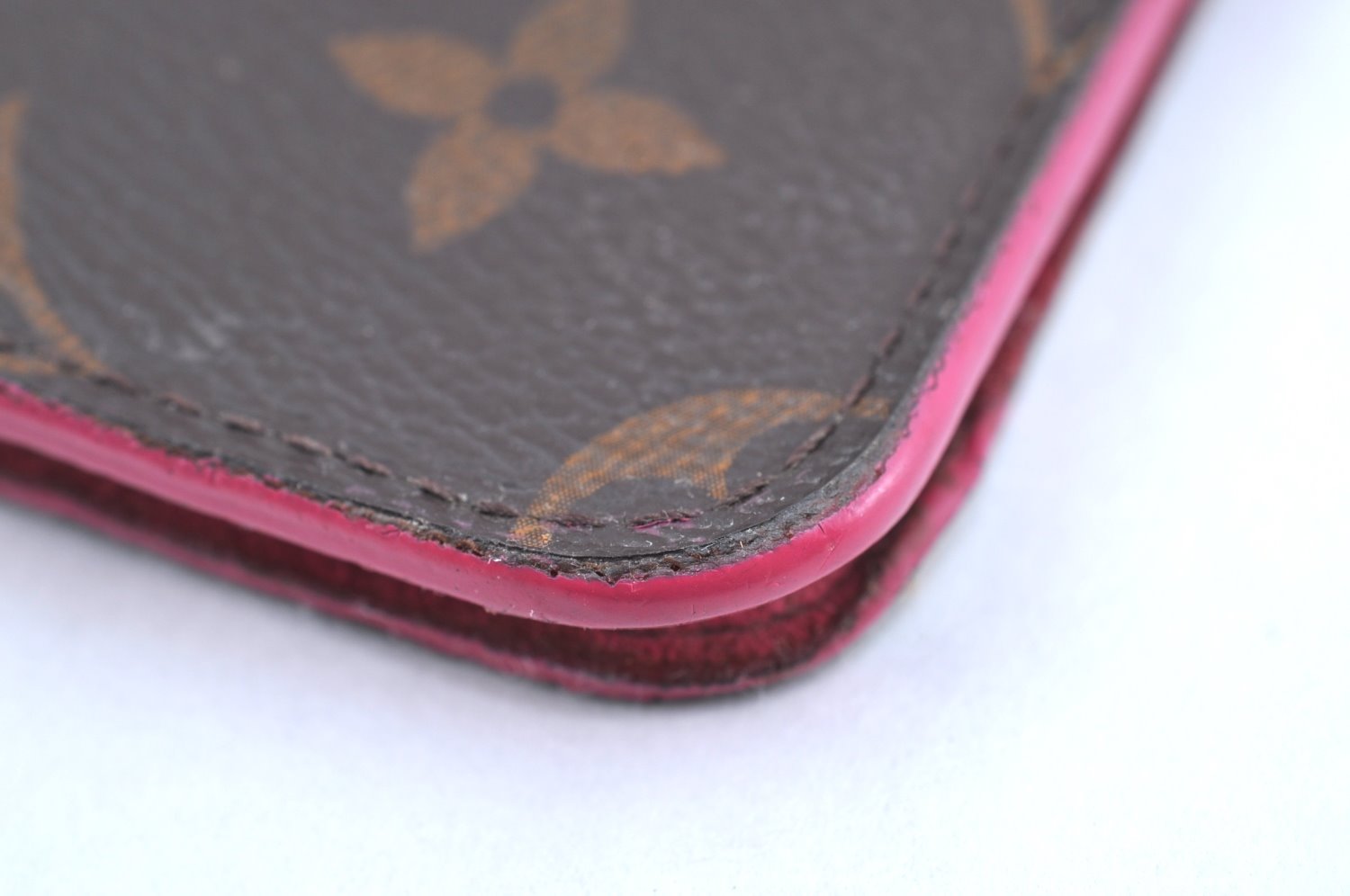 Authentic Louis Vuitton Monogram Folio Iphone 8+ Case Pink M63401 LV K6156