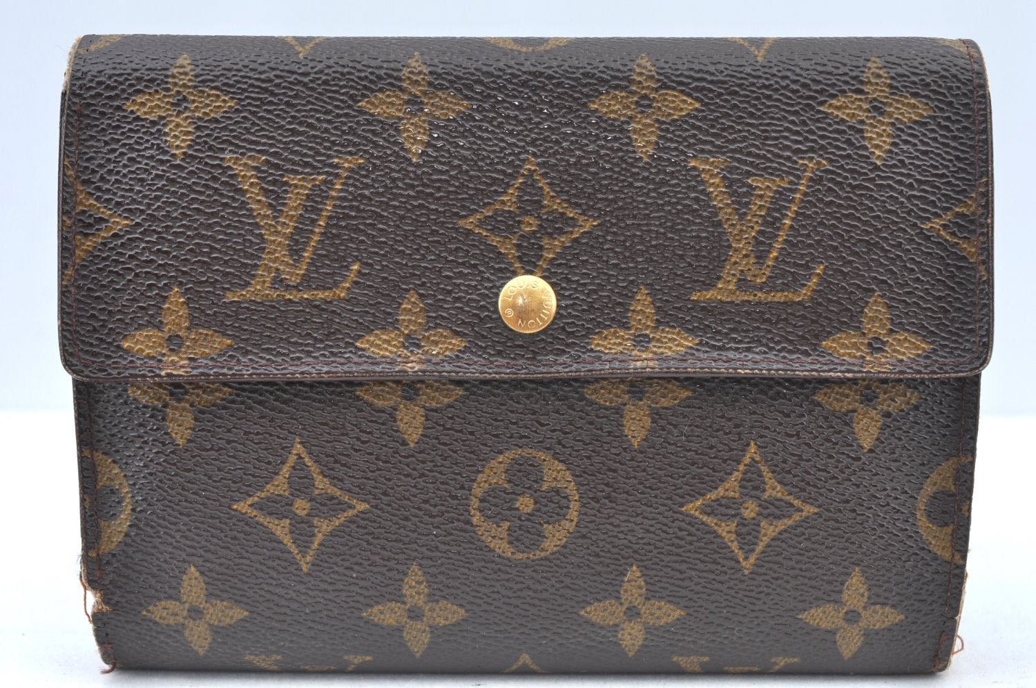 Authentic Louis Vuitton Monogram Porte Tresor Etui Papier Wallet M61202 LV K6157
