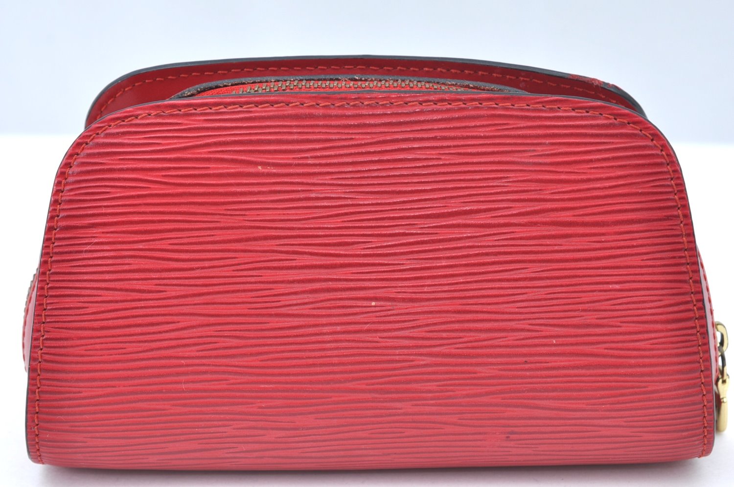 Authentic Louis Vuitton Epi Dauphine Cosmetic Pouch Red M48447 LV K6163
