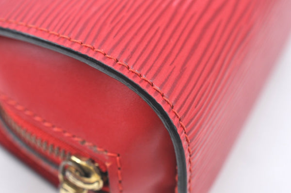 Authentic Louis Vuitton Epi Dauphine Cosmetic Pouch Red M48447 LV K6163