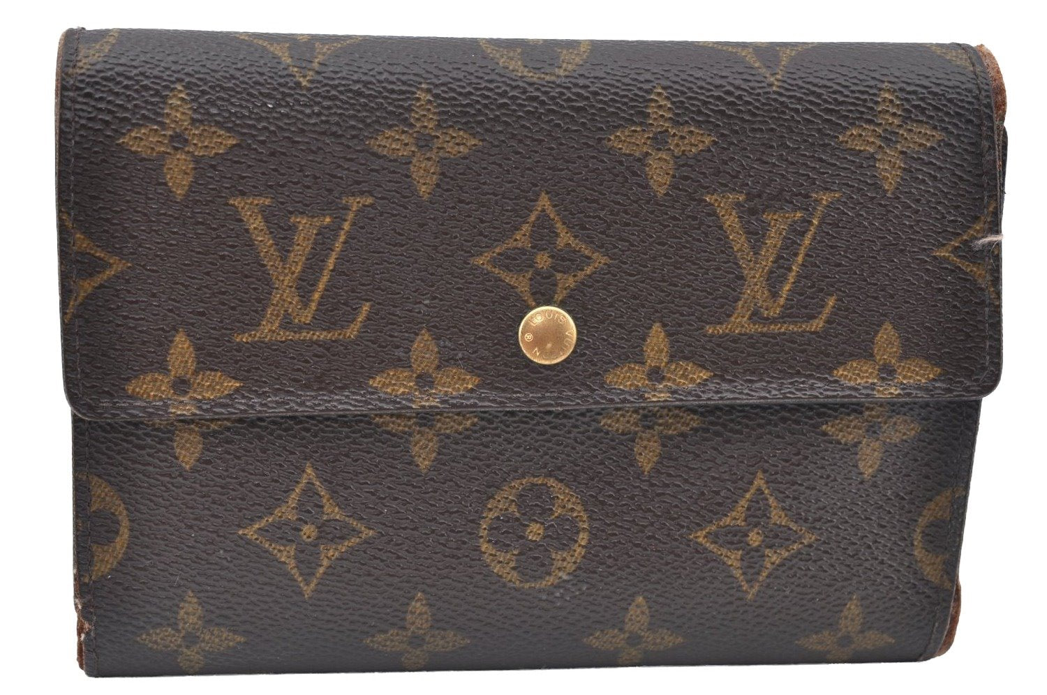 Authentic Louis Vuitton Monogram Porte Tresor Etui Papier Wallet M61202 LV K6168