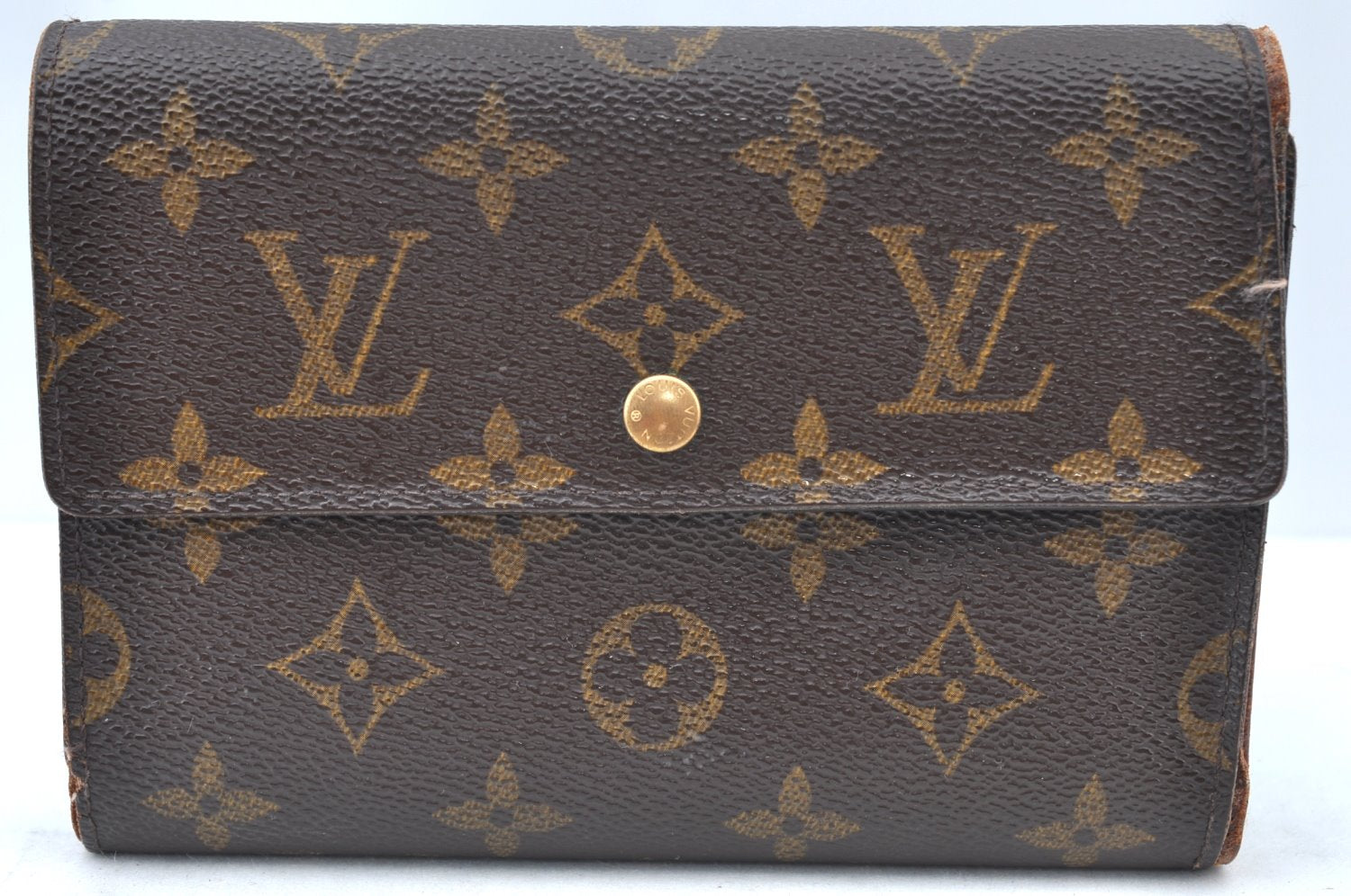 Authentic Louis Vuitton Monogram Porte Tresor Etui Papier Wallet M61202 LV K6168