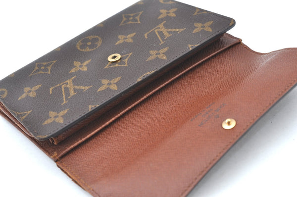 Authentic Louis Vuitton Monogram Porte Tresor Etui Papier Wallet M61202 LV K6168