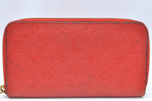 Auth Louis Vuitton Monogram Empreinte Portefeuille Secret Long Wallet Red K6169