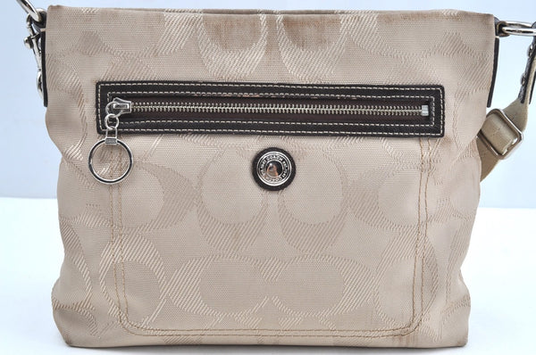 Authentic COACH Signature Shoulder Cross Bag Purse Canvas Leather Beige K6170