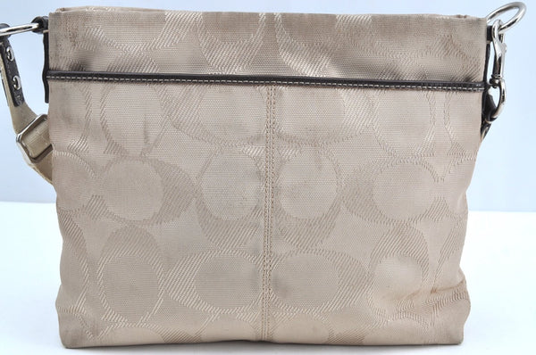 Authentic COACH Signature Shoulder Cross Bag Purse Canvas Leather Beige K6170