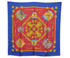 Authentic HERMES Carre 90 Scarf "LES TAMBOURS" Silk Blue K6172