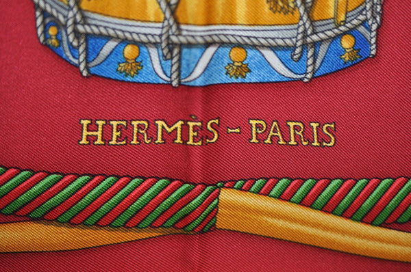 Authentic HERMES Carre 90 Scarf "LES TAMBOURS" Silk Blue K6172