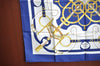 Authentic HERMES Carre 90 Scarf "Eperon D'or" Silk Navy K6174