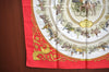 Authentic HERMES Carre 90 Scarf "LA PROMENADE DE LONGCHAMPS" Silk Red K6176