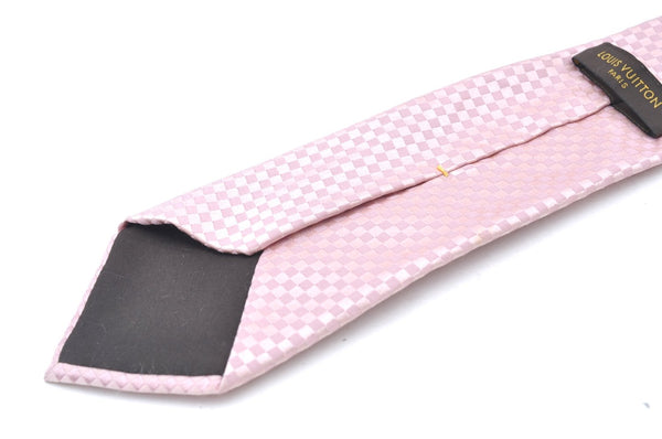 Authentic Louis Vuitton Damier Cravat Necktie Tie Silk Light Pink LV K6182