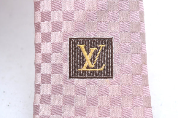 Authentic Louis Vuitton Damier Cravat Necktie Tie Silk Light Pink LV K6182