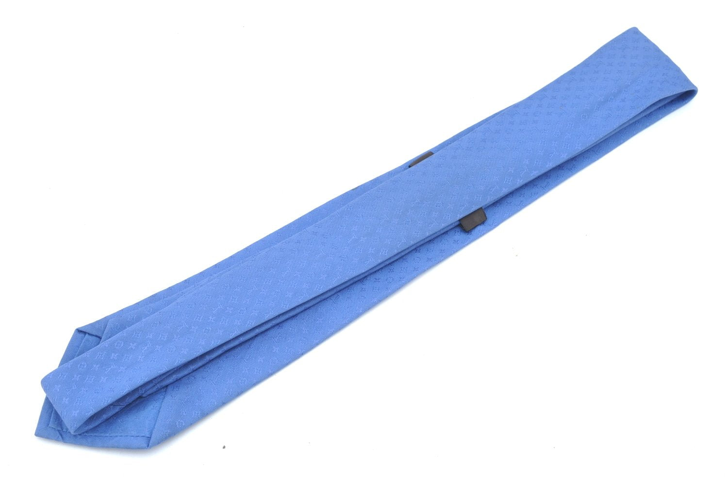Authentic Louis Vuitton Monogram Cravat Necktie Tie Silk Blue LV K6183