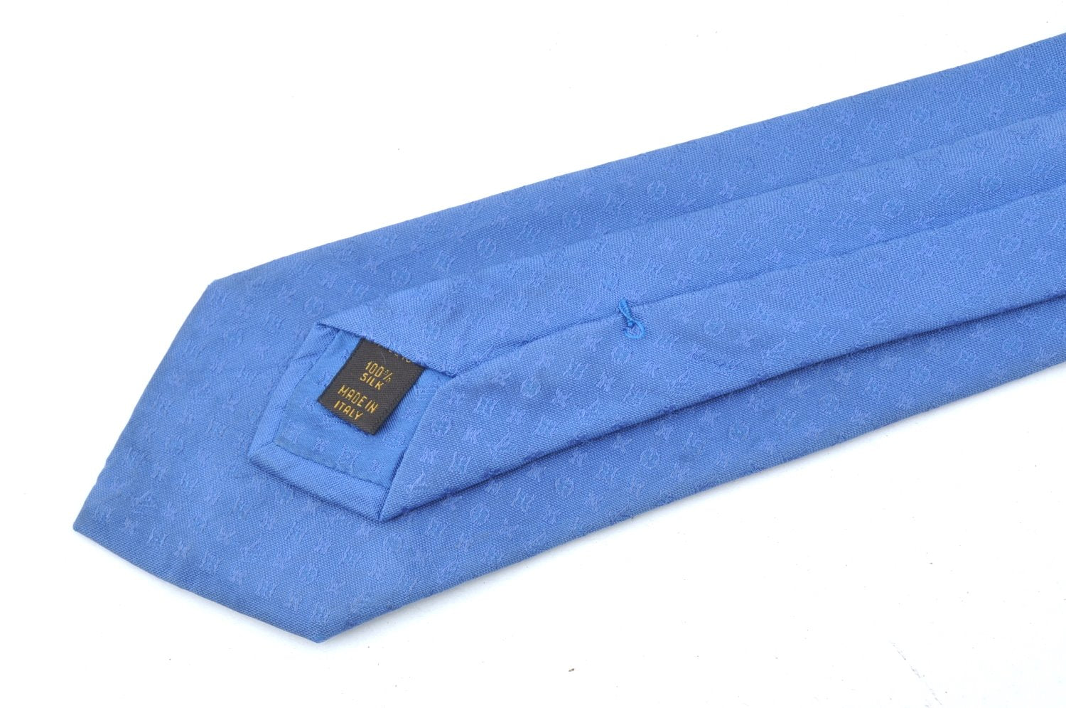 Authentic Louis Vuitton Monogram Cravat Necktie Tie Silk Blue LV K6183