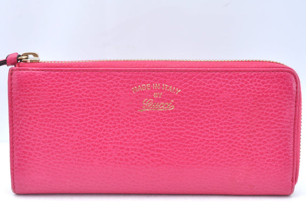 Authentic GUCCI Swing Vintage Long Wallet Purse Leather 368232 Pink K6195