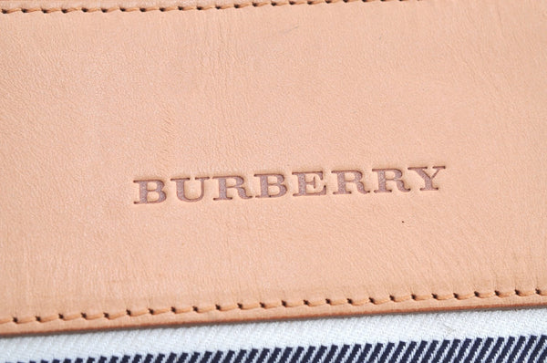 Authentic BURBERRY Canvas Leather Shoulder Hand Bag Purse White K6199