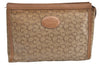 Authentic CELINE C Horse Carriage Clutch Hand Bag Purse PVC Leather Beige K6208