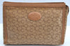 Authentic CELINE C Horse Carriage Clutch Hand Bag Purse PVC Leather Beige K6208