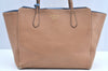Authentic GUCCI Vintage Swing Large Shoulder Tote Bag Leather 354397 Beige K6223