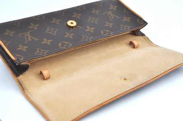 Authentic Louis Vuitton Monogram Pochette Twin GM Shoulder Bag M51852 LV K6224