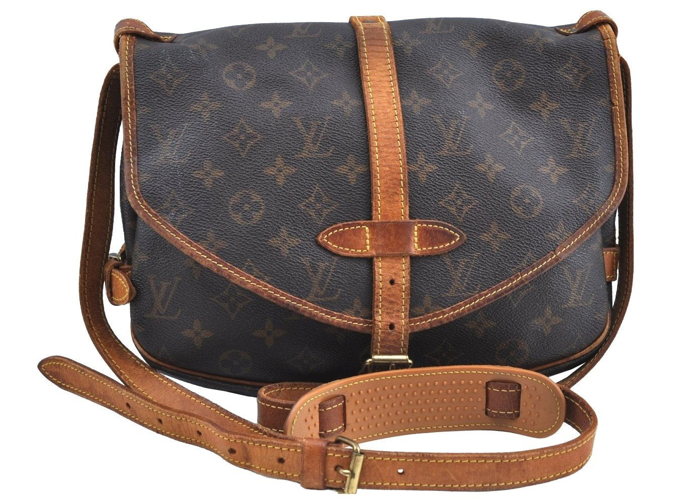 Authentic Louis Vuitton Monogram Saumur 30 Shoulder Cross Bag M42256 LV K6272