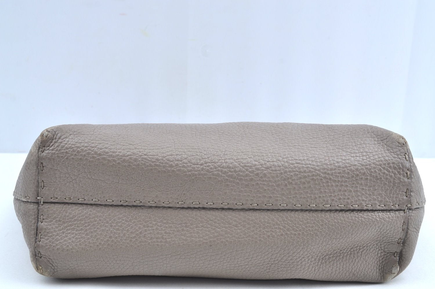 Authentic FENDI Selleria Vintage Shoulder Tote Bag Leather Gray K6275