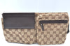 Authentic GUCCI Vintage Waist Body Bag Purse GG Canvas Leather 28566 Brown K6276