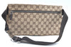 Authentic GUCCI Vintage Waist Body Bag Purse GG Canvas Leather 28566 Brown K6276