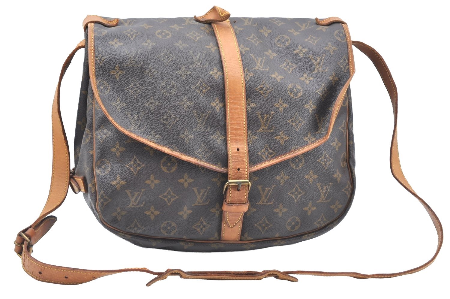 Authentic Louis Vuitton Monogram Saumur 35 Shoulder Cross Bag M42254 LV K6385