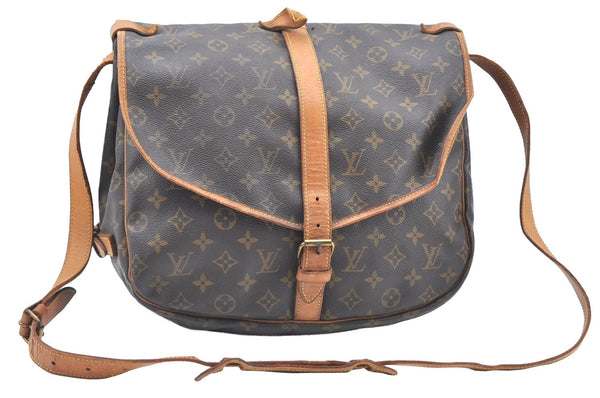 Authentic Louis Vuitton Monogram Saumur 35 Shoulder Cross Bag M42254 LV K6385