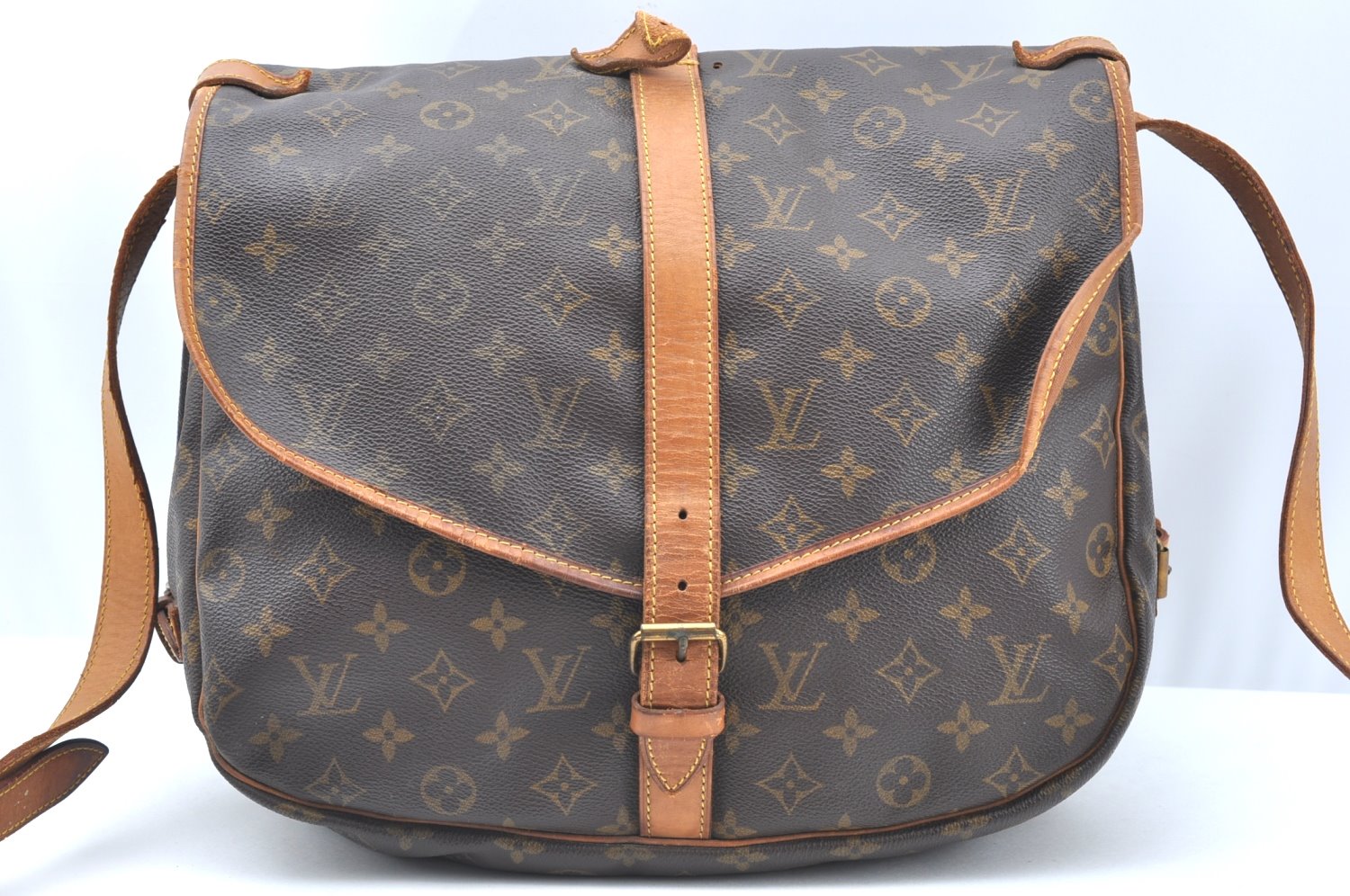 Authentic Louis Vuitton Monogram Saumur 35 Shoulder Cross Bag M42254 LV K6385