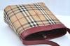 Authentic BURBERRY Nova Check Shoulder Bag Purse PVC Leather Beige K6392