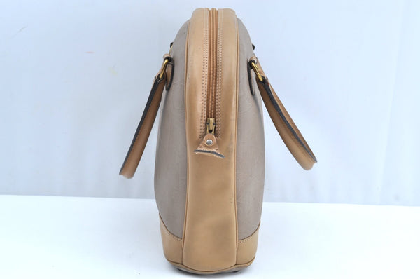 Authentic Christian Dior Vintage Trotter Tote Hand Bag PVC Leather Beige K6400