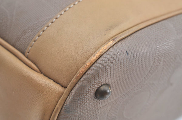 Authentic Christian Dior Vintage Trotter Tote Hand Bag PVC Leather Beige K6400