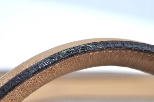 Authentic Christian Dior Vintage Trotter Tote Hand Bag PVC Leather Beige K6400